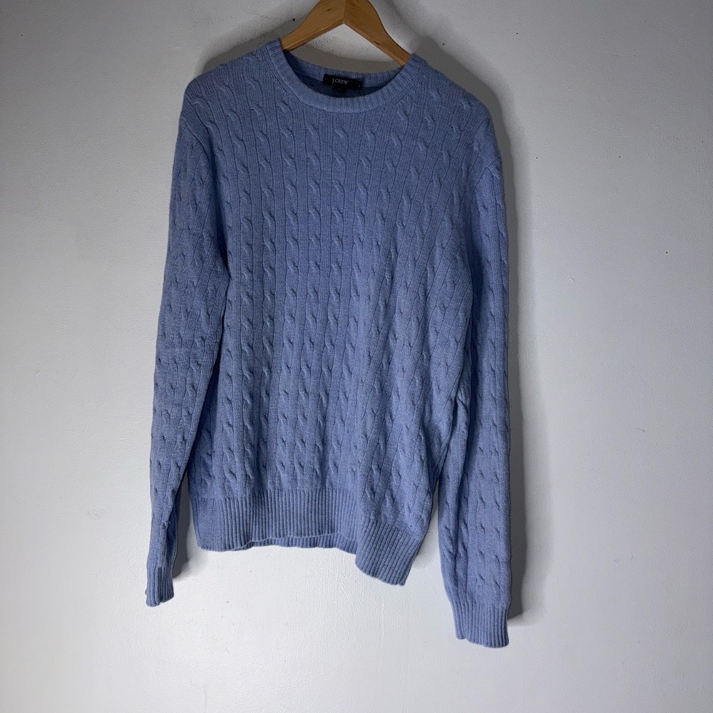 Vintage J Crew Men’s Light Blue Lambswool Cashmere Cableknit Sweater Large